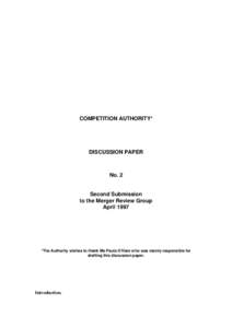 COMPETITION AUTHORITY*  DISCUSSION PAPER No. 2