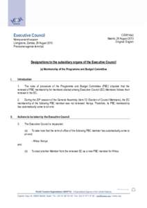 Executive Council  Ninety-seventh session Livingstone, Zambia, 29 August 2013 Provisional agenda item 4(a)