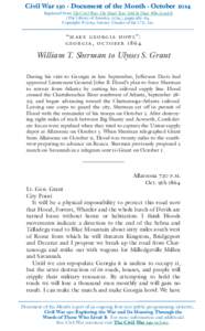 Civil War 150 · Document of the Month · October 2014 Reprinted from The Civil War: The Final Year Told by Those Who Lived It (The Library of America, 2014), pages 362–64. Copyright © 2014 Literary Classics of the U.