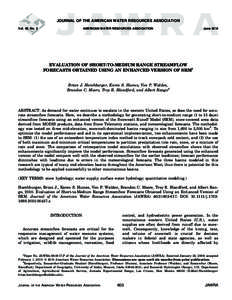 JOURNAL OF THE AMERICAN WATER RESOURCES ASSOCIATION Vol. 46, No. 3 AMERICAN WATER RESOURCES ASSOCIATION  June 2010