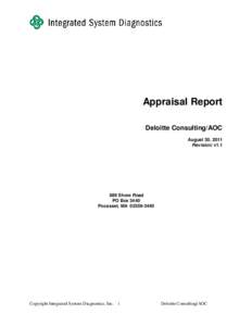 Appraisal Report Deloitte Consulting/AOC August 30, 2011 Revision: v1[removed]Shore Road