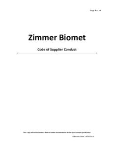 Zimmer Biomet Code of Supplier Conduct