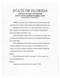 STATE OF FLORIDA   OFFICE OF THE GOVERNOR EXECUTIVE ORDER NUMBER[removed]