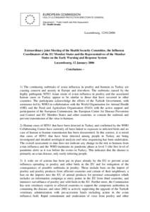 EUROPEAN COMMISSION HEALTH & CONSUMER PROTECTION DIRECTORATE-GENERAL Directorate C - Public Health and Risk Assessment C3 - Health threats  Luxembourg, [removed]