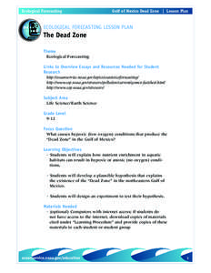 Ecological Forecasting  Gulf of Mexico Dead Zone | Lesson Plan ECOLOGICAL FORECASTING LESSON PLAN