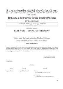 Parliament of Sri Lanka / Ampara / Ampara Urban Council / Electoral districts in Sri Lanka