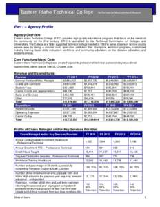 Eastern Idaho Technical College  Performance Measurement Report Part I – Agency Profile Agency Overview