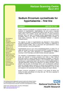 Sodium Zirconium cyclosilicate for hyperkalaemia – first line
