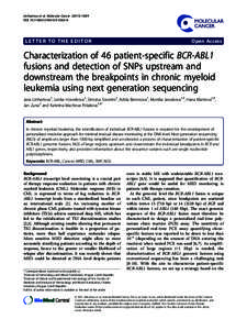 Characterization of 46 patient-specific BCR-ABL1 fusions and detection of SNPs upstream and downstream the breakpoints in chronic myeloid leukemia using next generation sequencing