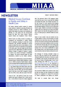 MEDICAL INDEMNITY INDUSTRY ASSOCIATION OF AUSTRALIA  NEWSLETTER ISSUE 17 - MAY[removed]PAGE 1