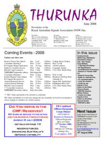 THURUNKA June 2008 Newsletter of the  Royal Australian Signals Association (NSW) Inc.