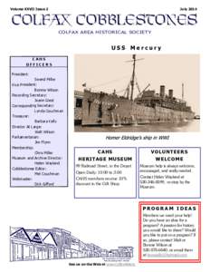 Volume XXVII Issue 2  July 2014 COLFAX AREA HISTORICAL SOCIETY