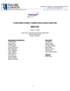 Employment Connection Council Meeting Minutes August 17, 2005 TCWIB EMPLOYMENT CONNECTION COUNCIL MEETING  MINUTES