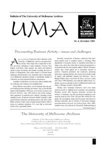 Bulletin of The University of Melbourne Archives  UMA No. 4, December 1999