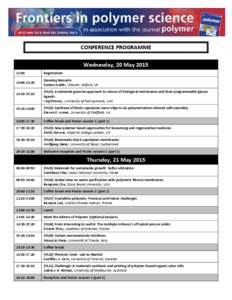 CONFERENCE PROGRAMME Wednesday, 20 May:00 Registration