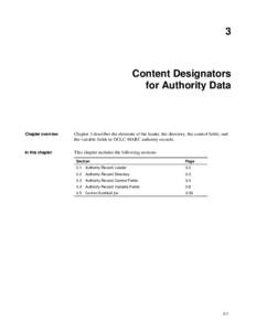 3  Content Designators for Authority Data  Chapter overview