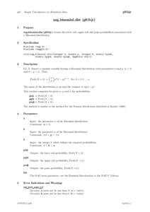 g01 – Simple Calculations on Statistical Data  g01bjc nag binomial dist (g01bjc) 1.