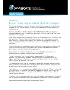 Microsoft Word - Victoria Park Hockey and South Perth Soccer_Media Release_September 2013