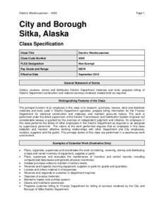 Electric Warehouseman[removed]Page 1 City and Borough Sitka, Alaska