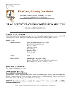Elko County Planning Commission Meeting Minutes December 15, 2011 Page 1  Elko County Planning Commission