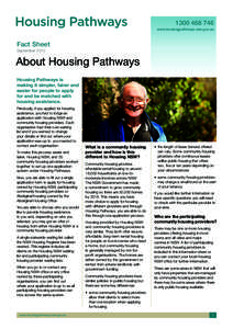 About Housing Pathways: Fact sheet