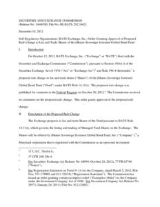 Order Granting Approval of Proposed Rule Change to List and Trade Shares of the iShares Sovereign Screened Global Bond Fund