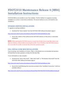 Microsoft Word - FDOT2010 Maintenance Release 4 Installation Instructions.docx