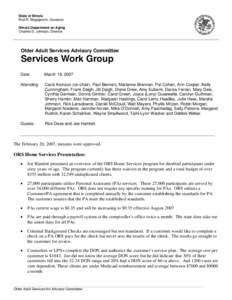 State of Illinois Rod R. Blagojevich, Governor Illinois Department on Aging Charles D. Johnson, Director  Older Adult Services Advisory Committee