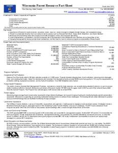 Wisconsin Forest Resource Fact Sheet Paul DeLong, State Forester Fiscal Year 2013 Phone: [removed]