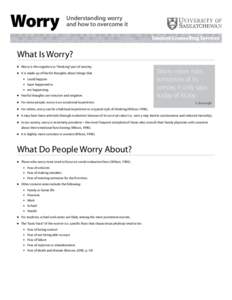 Worry  Understanding worry and how to overcome it Student Counselling Services