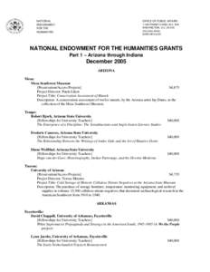 NATIONAL ENDOWMENT FOR THE HUMANITIES  OFFICE OF PUBLIC AFFAIRS