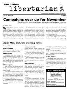 The journal for San Mateo County Libertarians  VOLUME 12, ISSUE 2 JULY 2002