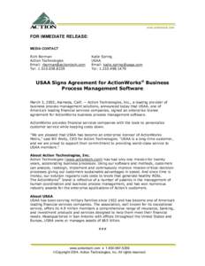 www.actiontech.com  FOR IMMEDIATE RELEASE: MEDIA CONTACT Rich Berman Action Technologies