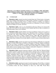 HOTUBA YA WAZIRI WA KILIMO CHAKULA NA USHIRIKA, MHE. MHANDISI CHRISTOPHER KAJORO CHIZA (MB.) KUHUSU MAKADIRIO YA MATUMIZI YA FEDHA YA WIZARA YA KILIMO CHAKULA NA USHIRIKA KWA MWAKA