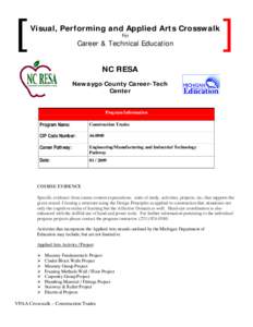 Visual, Performing and Applied Arts Crosswalk For Career & Technical Education NC RESA Newaygo County Career-Tech