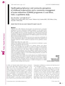 doi:S1368980015000440  Public Health Nutrition: page 1 of 10 Health-seeking behaviour and community perceptions of childhood undernutrition and a community management