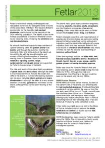 Fetlar2013 Supplemental Pack  Fetlar2013 Birds  Fetlar is renowned among ornithologists and