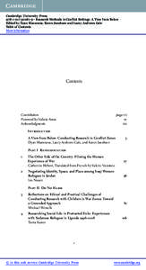 Cambridge University Press9 - Research Methods in Conflict Settings: A View from Below Edited by Dyan Mazurana, Karen Jacobsen and Lacey Andrews Gale Table of Contents More information