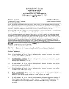 TONOPAH TOWN BOARD MEETING AGENDA MARCH 28, 2012 TONOPAH CONVENTION CENTER 301 Brougher Avenue, Tonopah, NV[removed]:00 P.M.