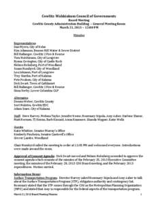 Cowlitz-Wahkiakum Council of Governments Board Meeting Cowlitz County Administration Building ~ General Meeting Room March 21, 2013 ~ 12:00 PM Minutes Representatives: