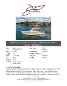 Spencer Yachts Custom Carolina Express – JUST ENOUGH Make: Spencer Yachts Custom Carolina