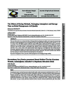 Journal of Agricultural Sciences  Dergi web sayfası: www.agri.ankara.edu.tr/dergi  Journal homepage: