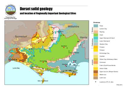 Dorset solid geology and location of Regionally Important Geological Sites Divisions Poole London Clay