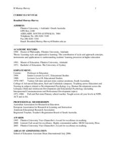 R Murray-Harvey  1 CURRICULUM VITAE Rosalind Murray-Harvey