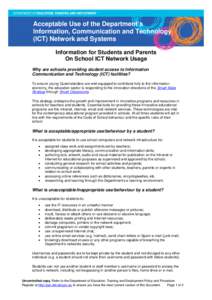 Information for Students and Parents on School ICT Network Use