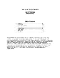 Texas Offroad Racing Organization Series Handbook[removed]Season 7 Race Series  Table of Contents