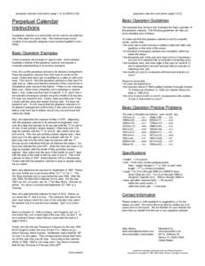 perpetual calendar instructions (page 1 of 2) (2002OCT26)  Perpetual Calendar Instructions  perpetual calendar instructions (page 2 of 2)