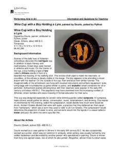 Performing Arts in Art  Information and Questions for Teaching Wine Cup with a Boy Holding a Lyre, painted by Douris, potted by Python Wine Cup with a Boy Holding