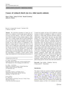 Divergent clutch size in the Swamp Sparrow: a test of the hypotheses