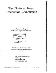 The National Forest   Reservation Commission A Report on Progress